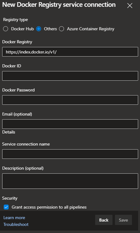 ADO - Connect Generic Docker Registry